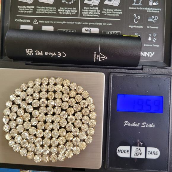 Vintage Luxe Statement 40s-50s Clear Rhinestone Brass Pendant Retro Glam Piece - Picture 9 of 10